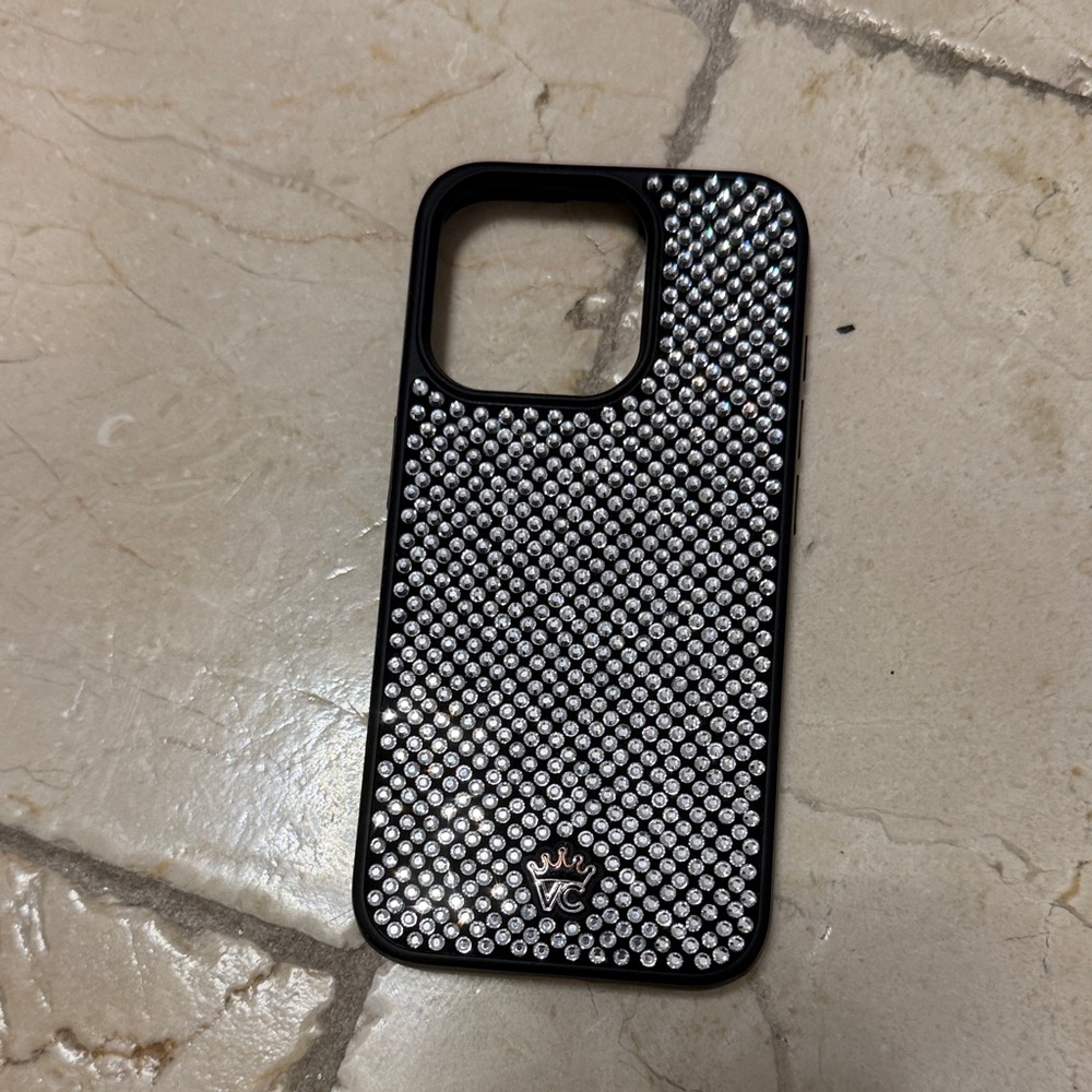 Black and Silver Rhinestone Phone Case